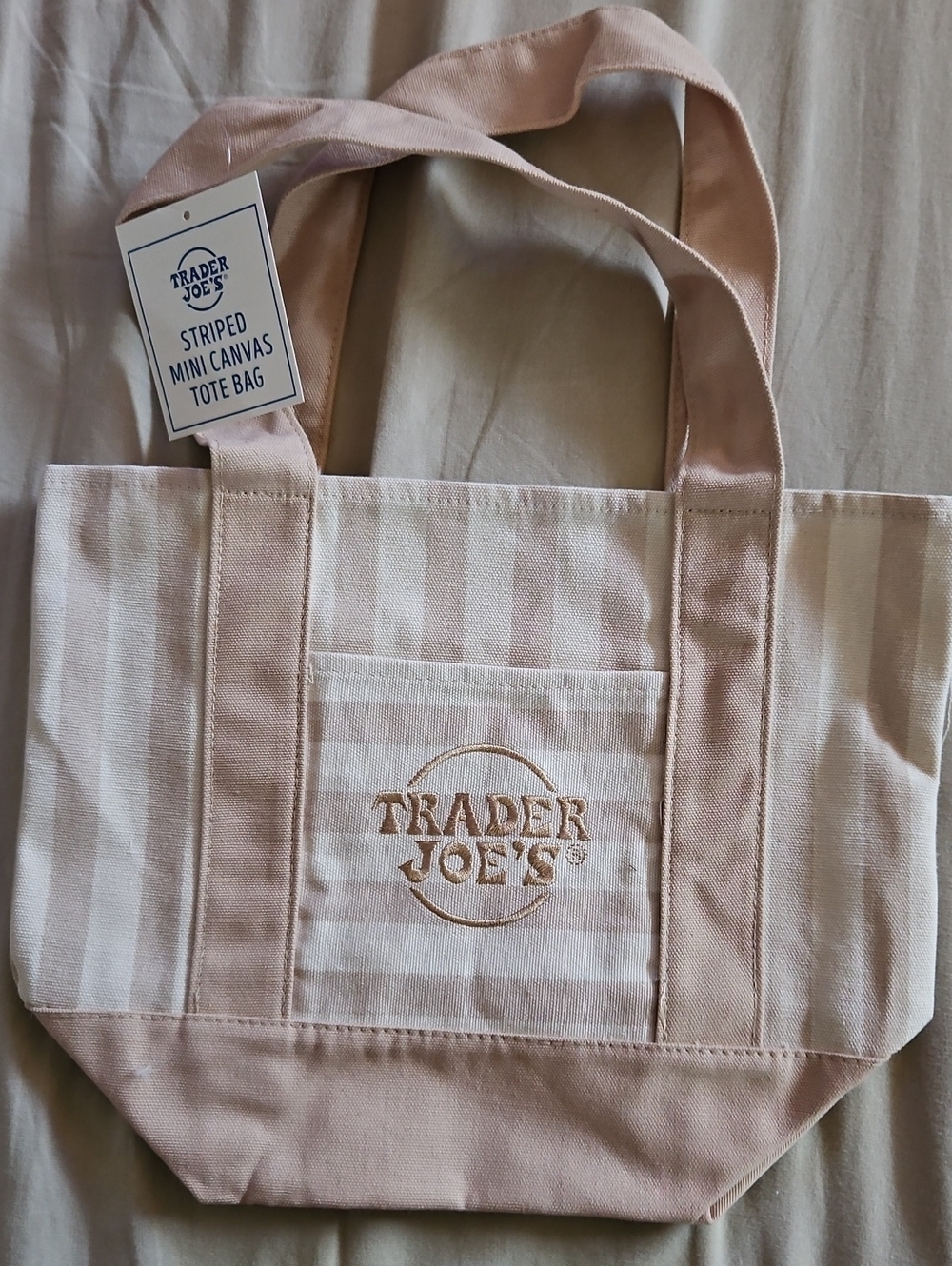Beige and Blue Mini Striped Totes - Picture 3 of 4